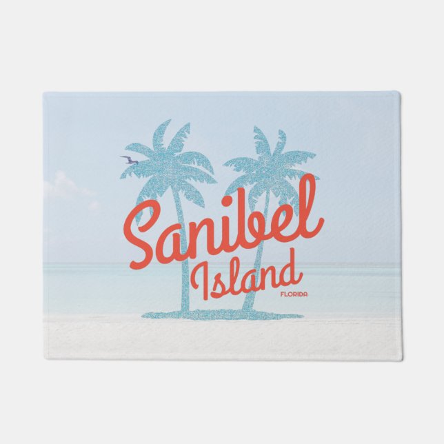 Sanibel Island Florida Coral Ocean Souvenir Doormat (Front)