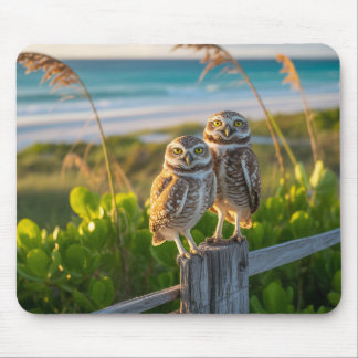 Sanibel Island Florida couple of burrowing owl Mouse Mat