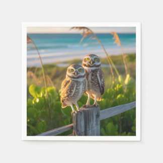 Sanibel Island Florida couple of burrowing owl Napkin