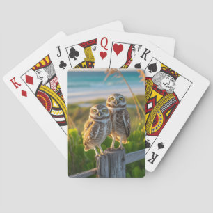 Sanibel Island Florida couple of burrowing owl Playing Cards