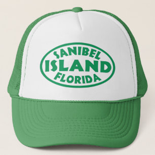 Sanibel Island Florida green oval Trucker Hat