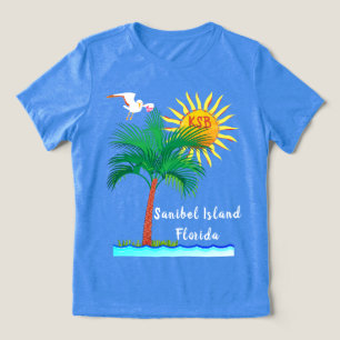 Sanibel Island Florida Palm Tree and Sunshine Tri-Blend Shirt