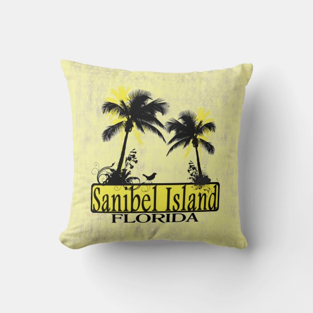 Sanibel Island Florida palm tree decorative pillow (Front)