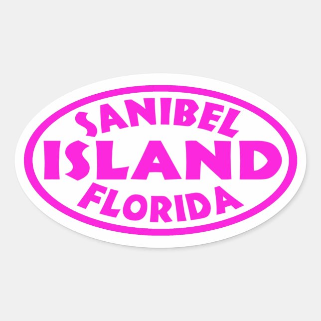 Sanibel Island Florida pink oval stickers (Front)