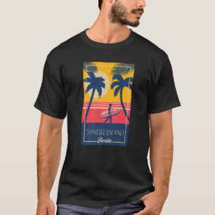 Sanibel Island Florida Retro Surfer Beach Sunset T-Shirt