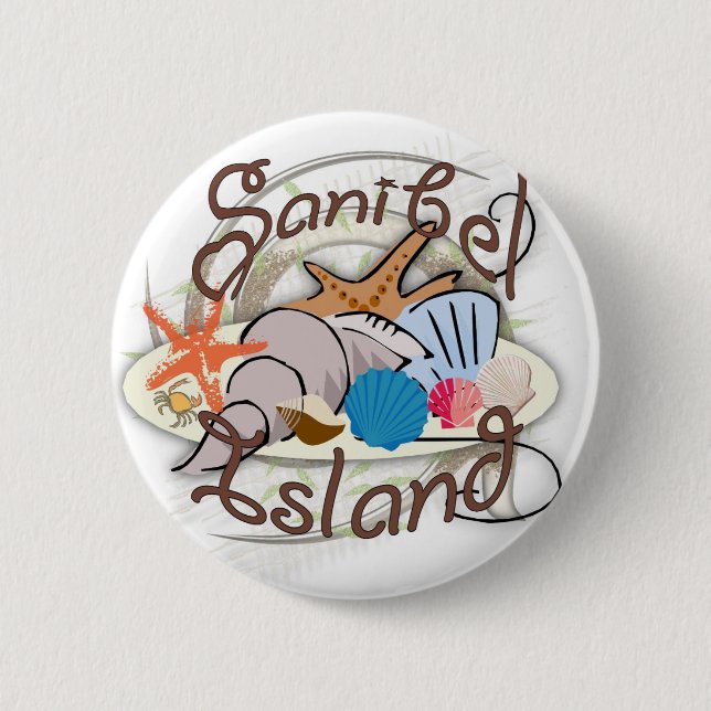 Sanibel Island Florida seashell design 6 Cm Round Badge (Front)
