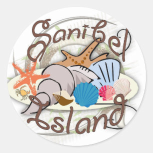 Sanibel Island Florida seashell design Classic Round Sticker