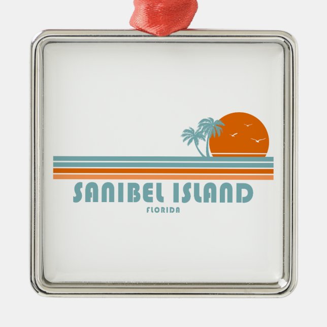 Sanibel Island Florida Sun Palm Trees Metal Tree Decoration (Front)