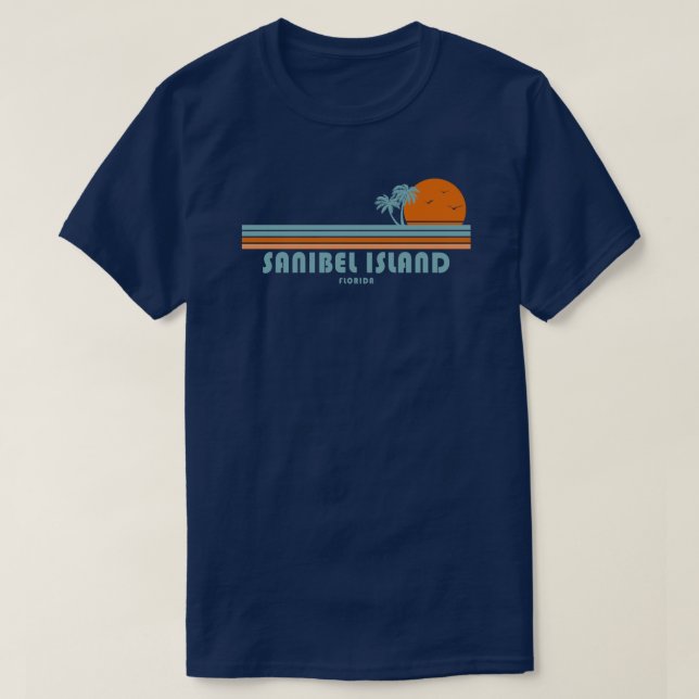 Sanibel Island Florida Sun Palm Trees T-Shirt (Design Front)
