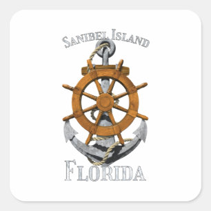 Sanibel Island Florida Vacation Nautical Anchor Sa Square Sticker