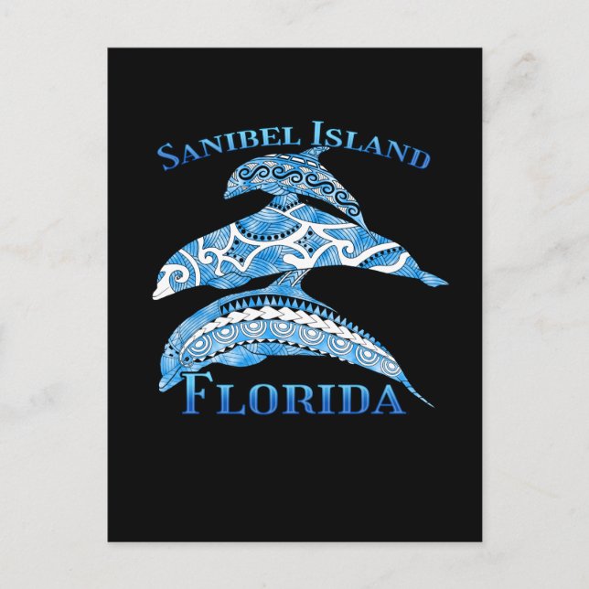 Sanibel Island Florida Vacation Tribal Dolphins Postcard (Front)