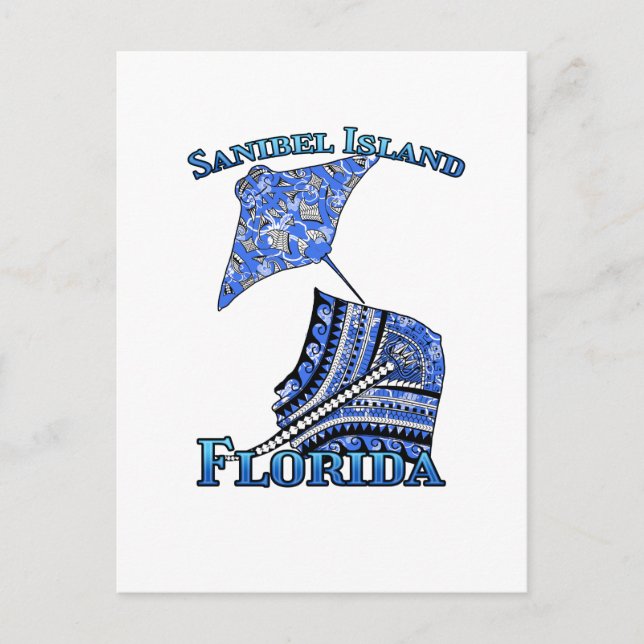 Sanibel Island Florida Vacation Tribal Stingray Postcard (Front)