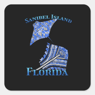 Sanibel Island Florida Vacation Tribal Stingray Square Sticker
