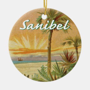 Sanibel Island Florida vintage beach Ceramic Tree Decoration
