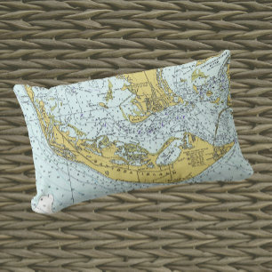 Sanibel Island Florida vintage map Lumbar Cushion