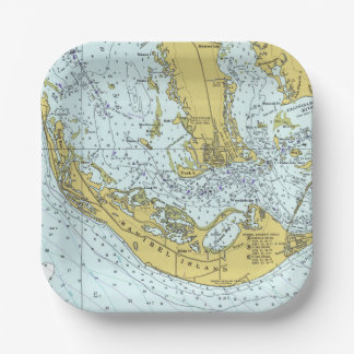 Sanibel Island Florida vintage nautical map Paper Plate