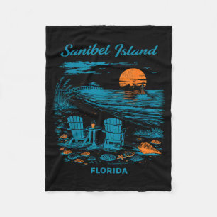 Sanibel Island Florida Vintage Travel Scenic Fleece Blanket