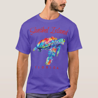 Sanibel Island Florida Watercolor Sea Turtle T-Shirt