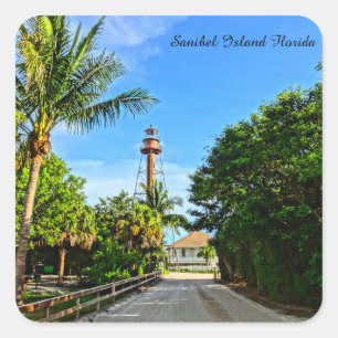 Sanibel Island Lighthouse Florida Gulf Coast Square Sticker