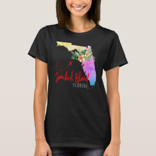 Sanibel Island Map Matching Vacation Family Girls  T-Shirt