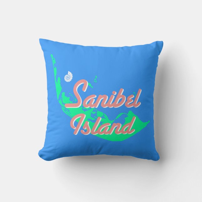 Sanibel Island map outline design Cushion (Front)