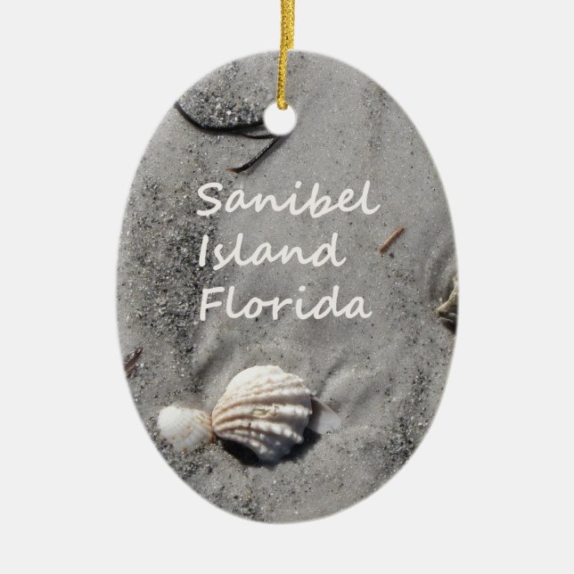 Sanibel Island Sand Shells Ceramic Tree Decoration (Front)