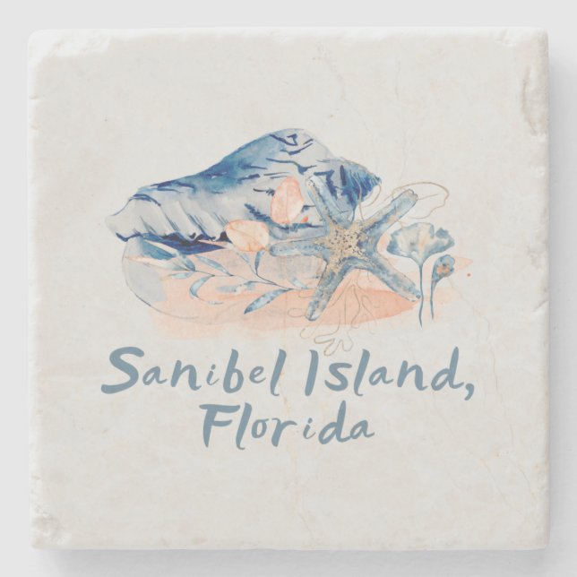 Sanibel Island Seashells  Stone Coaster (Front)