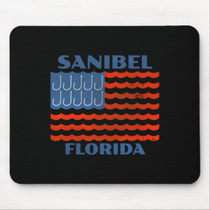 Sanibel Vintage Fishing American Flag Fish Hooks Mouse Mat