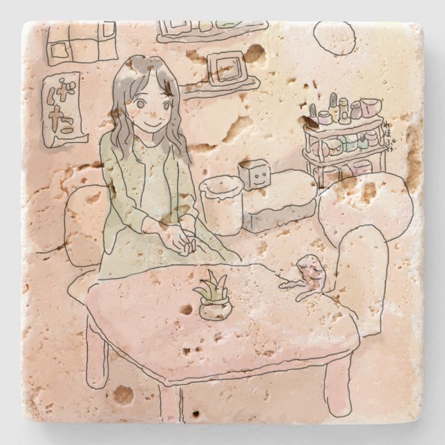 Sanireiji Pale Room and the soles of the feet Stone Coaster (Front)