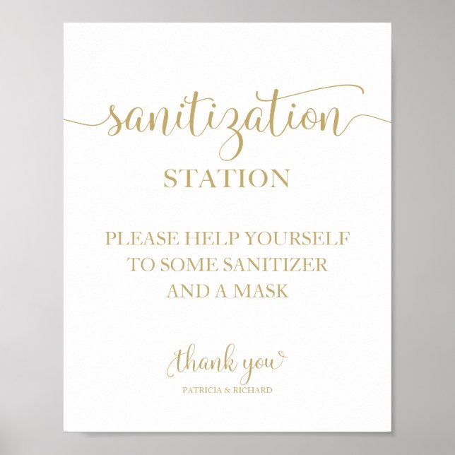  Sanitation Station Chic Calligraphy Wedding Sign (Front)