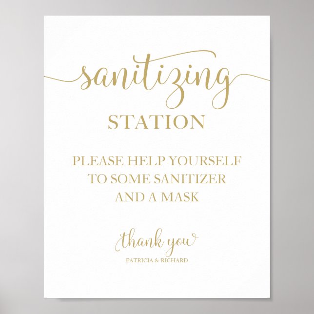  Sanitising Station Chic Calligraphy Wedding Sign (Front)