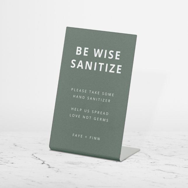 Sanitising Station | Covid-19 Green Scandi Wedding Pedestal Sign (Creator Uploaded)