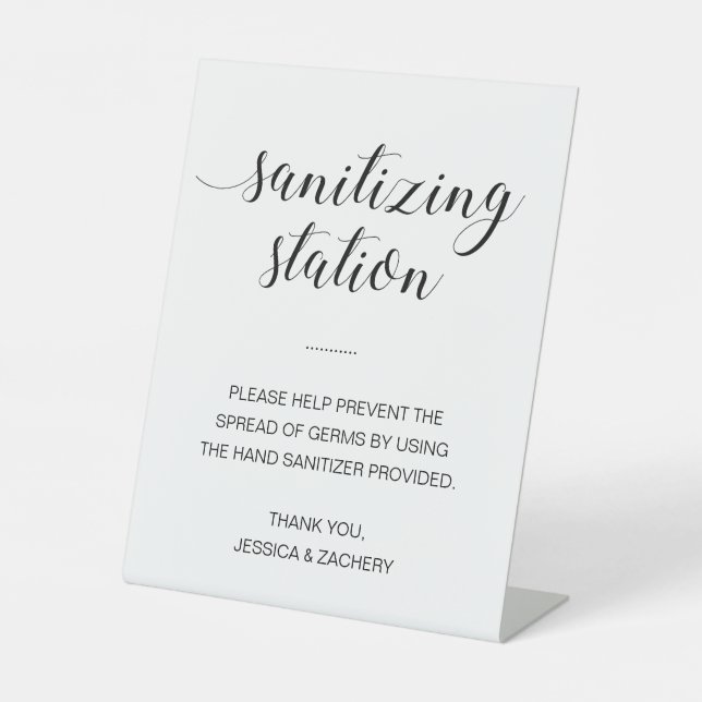 Sanitising Station Hand Sanitizer Wedding Pedestal Sign (Front)