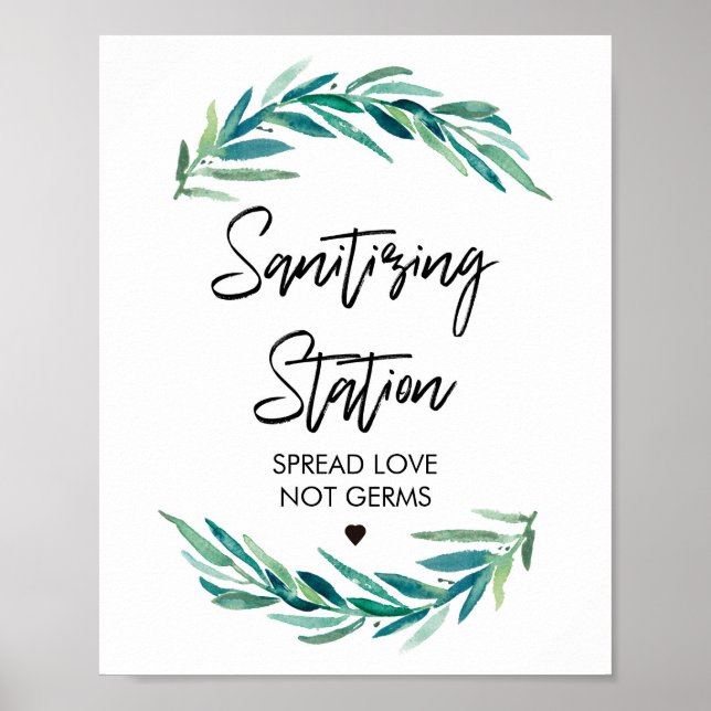 Sanitising Station sign greenery (Front)