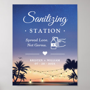 Sanitising Station Sign Palm Beach String Lights