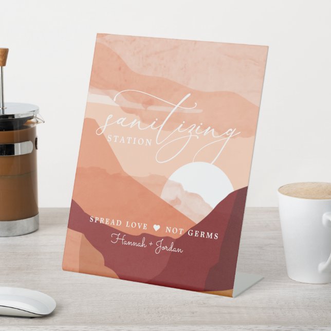 Sanitising Station Sign | Terra Cotta Desert (In SItu)