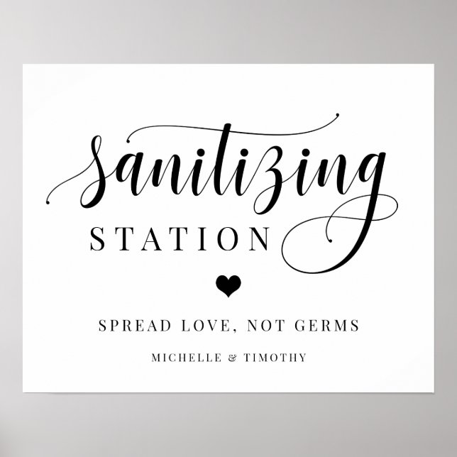 Sanitising Station Spread Love Not Germs Wedding Poster (Front)