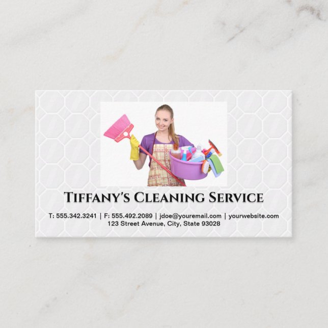 Sanitising Supplies | Cleaner Woman Business Card (Front)