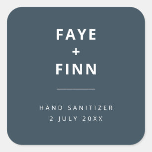 Sanitizer   Blue Scandinavian Wedding Day Favour Square Sticker
