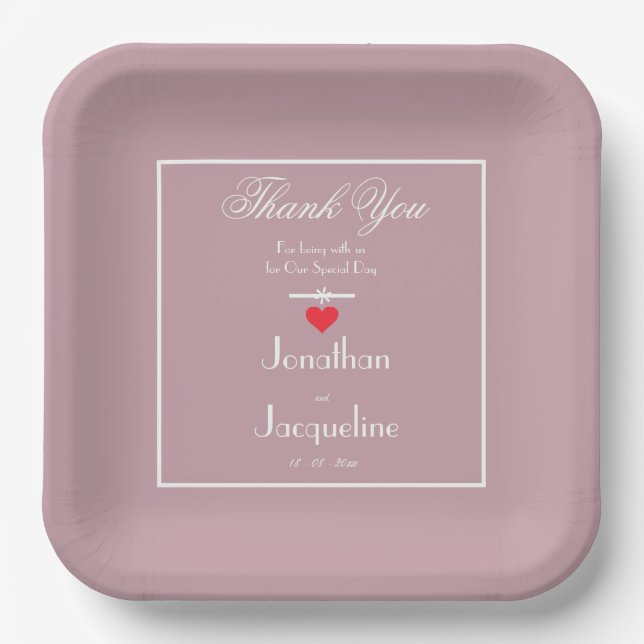 Sanitizer Wipes Dusty Pink Wedding Custom Modern Paper Plate (Front)