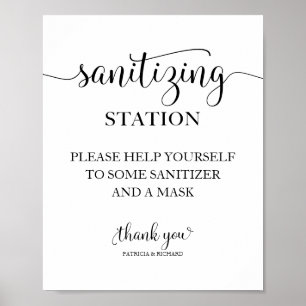 Sanitizing Station Chic Calligraphy Wedding Sign