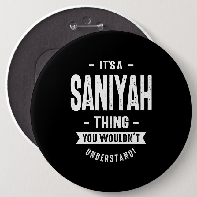 Saniyah Personalised Name Birthday Gift 6 Cm Round Badge (Front & Back)