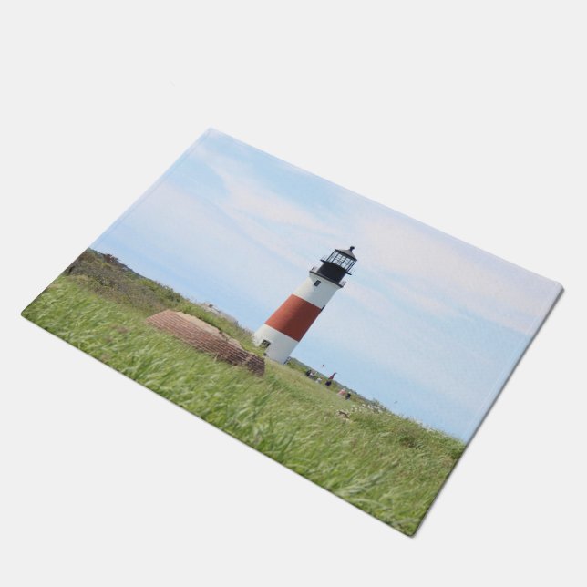 Sankaty Head Lighthouse, Nantucket MA Door Mat (Angled)