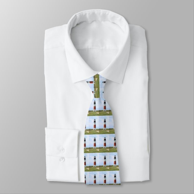 Sankaty Head Lighthouse, Nantucket MA Mens Tie (Tied)