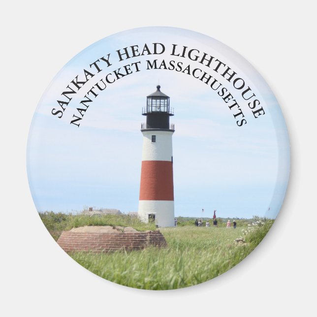 Sankaty Head Lighthouse, Nantucket MA Round Magnet (Front)