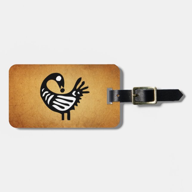 Sankofa Luggage Tag ~ Parchment/Black and White (Front Horizontal)