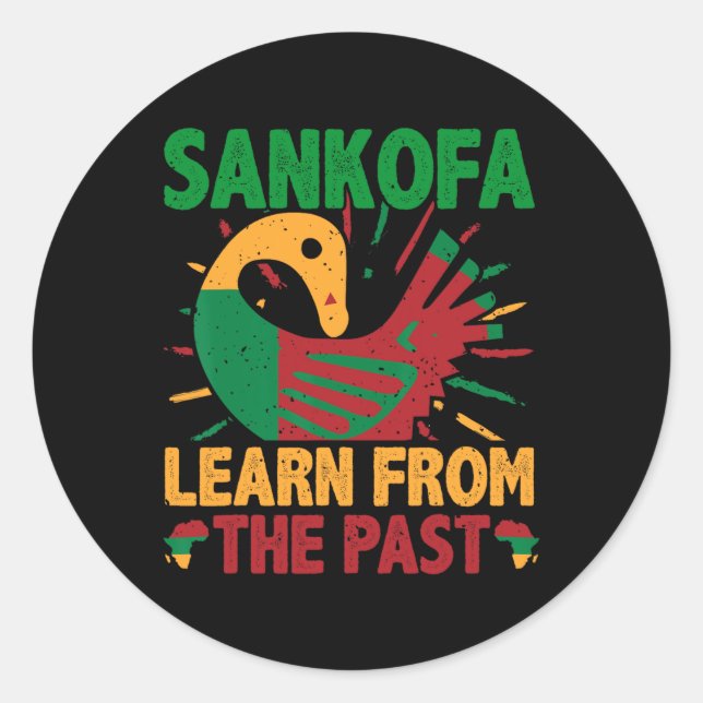 Sankofa Symbol And Adinkra Ghana For Black History Classic Round Sticker (Front)
