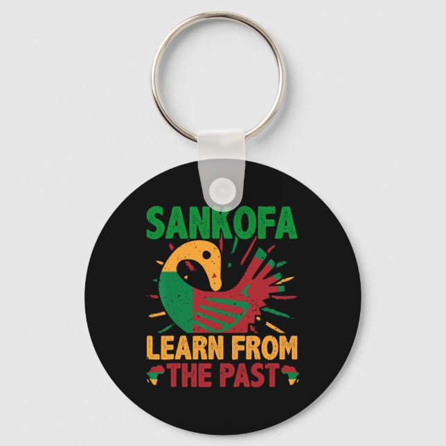 Sankofa Symbol And Adinkra Ghana For Black History Key Ring (Front)