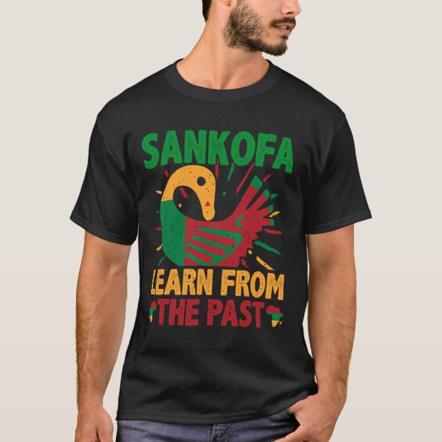 Sankofa Symbol And Adinkra Ghana For Black History T-Shirt (Front)