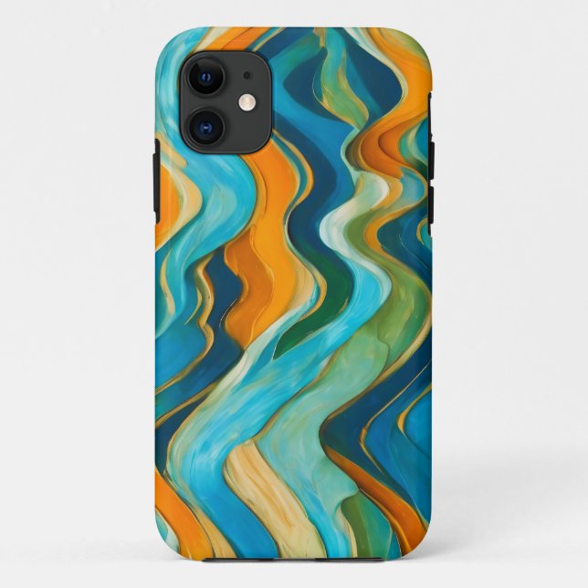 "Sanlúcar" Blue Green Orange Waves Case-Mate iPhone Case (Back)